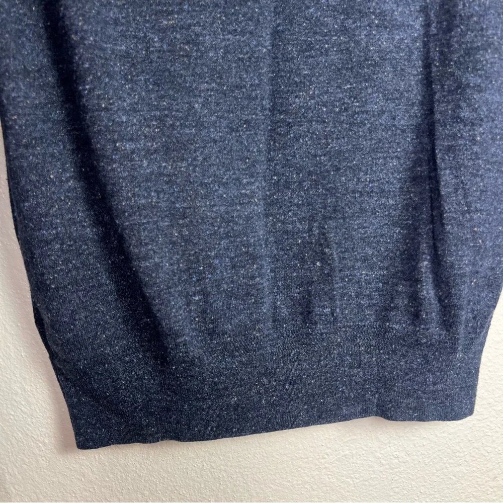 J.CREW Sweater Men’s M Cotton Silk Donegal Henley Pullover Blue‎ Flecked Preppy